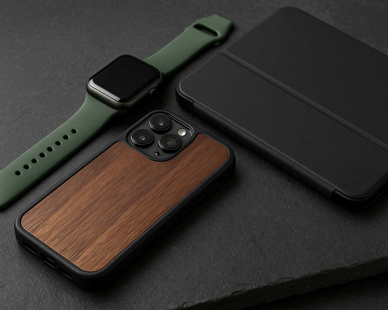 Close-up of Eiderwood accessories showing premium materials and protective design