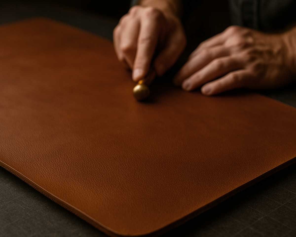 Close-up of premium materials used in Eiderwood accessories